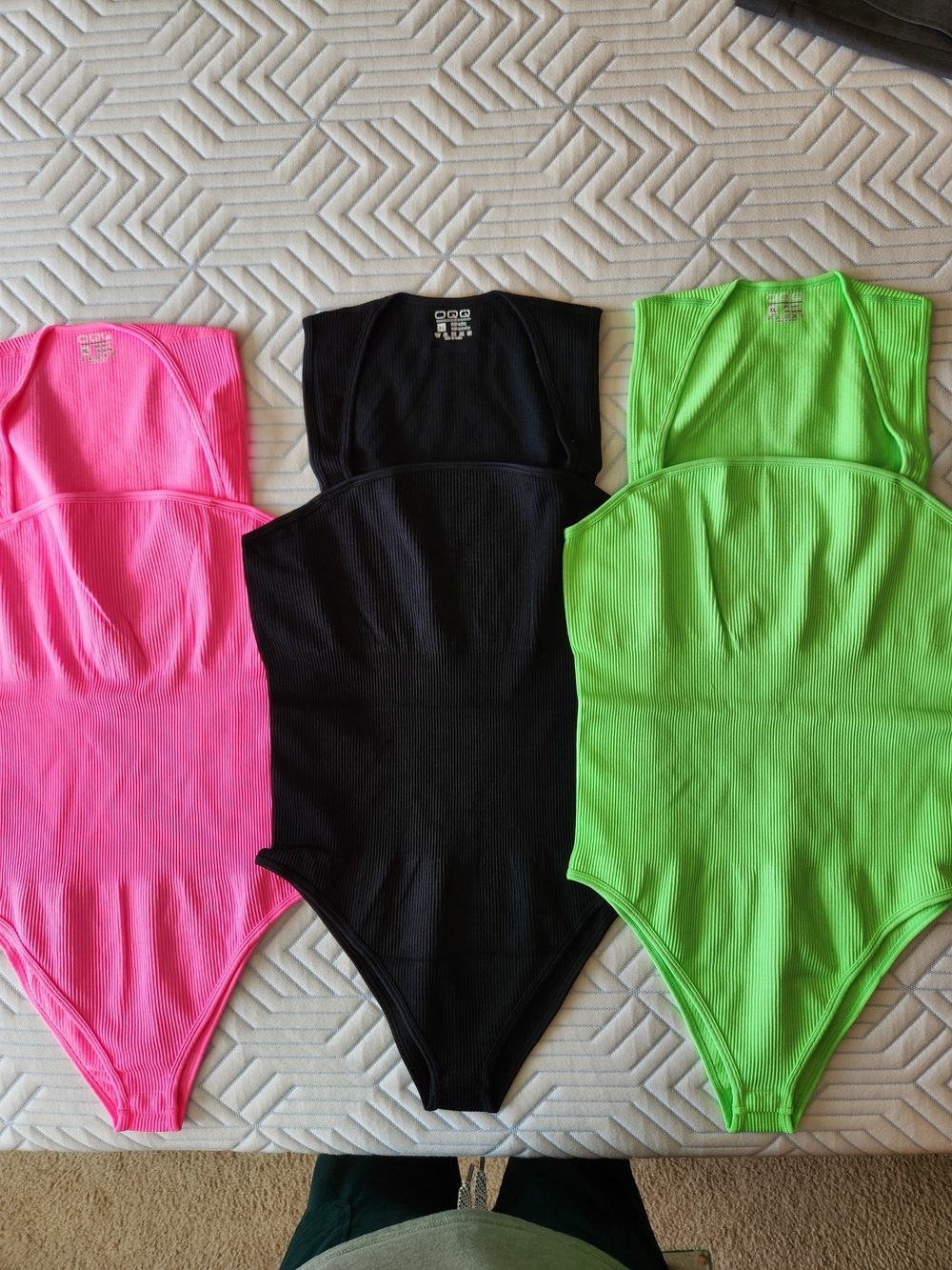 #BACK TO SCHOOL SALE# OQQ One-Piece Bodysuit - Black, Pink & Green